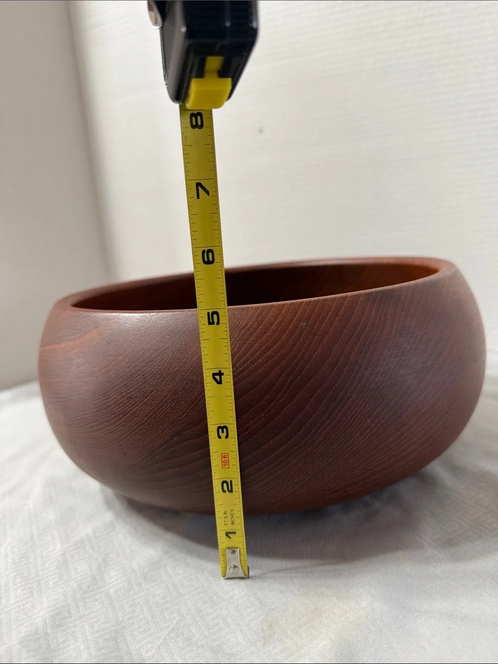 Vintage Mid Century Rustic Danish Style Teak Wood Salad Fruit Serving Bowl Brown